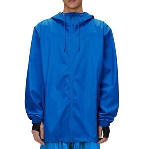 RAINS Jacket Adult L Blue Waves Storm Breaker 18370 Full Zip Hoodie Waterproof‎